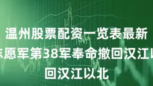 温州股票配资一览表最新版志愿军第38军奉命撤回汉江以北
